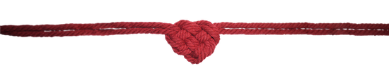 Signature Red Rope Heart Knot disecting the page